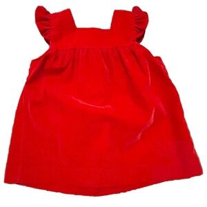 Vintage Handmade Red Velvet Fabric Girls Jumper Dress Sz 18-24M Valentine’s Day